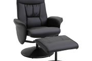 Recliner with Footstool, Relaxing Swivel Recliner 360 with Adjustable Backrest for TV, Supports up to 120 kg, Black Synthetic Upholstery, Metal