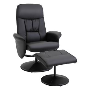 Recliner with Footstool, Relaxing Swivel Recliner 360 with Adjustable Backrest for TV, Supports up to 120 kg, Black Synthetic Upholstery, Metal