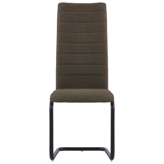 Cantilever Dining Chairs 2 pcs Brown Fabric
