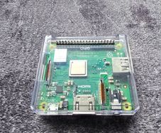 Raspberry Pi 3 Model A+ with clear case