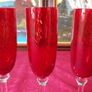 3 Piece Ruby Red Stemmed Swirl Champagne Flutes / Glasses Image 3