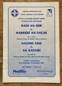 2001 Rathnure v Harriers & St Anne's v Rapparees - GAA Wexford Hurling Club S.F Programme