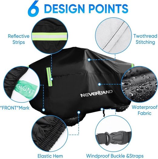 FREE EXPRESS SHIPPING ATV Cover Waterproof Heavy Duty Quad Bike Cover Outdoor XL Upgraded 210D Fabric UV Wind Dust Protection with Elastic,Adjustable Buckles,Reflective Strip Carry Handles,Front Mark,Storage Bag