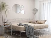 Sofa Bed Frame White Metal 90x200 cm