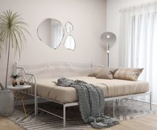 Sofa Bed Frame White Metal 90x200 cm