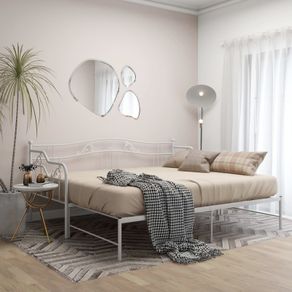 Sofa Bed Frame White Metal 90x200 cm