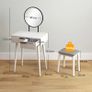 Modern Dressing Table with Round Mirror and Stool, Makeup Vanity Table with 2 Drawers for Bedroom, Living Room, 60 x 40 x 123 cm, White Image 2