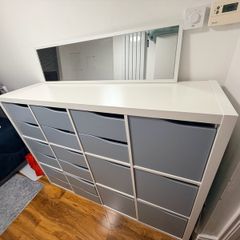 IKEA KALLAX Storage Unit with Grey Drawers & Doors + FREE EXTRAS