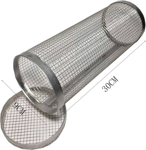 BBQ Net Tube - Rolling Grilling Basket, Greatest Grilling Basket Ever, Stainless Steel Wire Mesh Cylinder Grill Basket, Portable Outdoor Camping Non-stick Barbecue Bag for Fish Vegetable