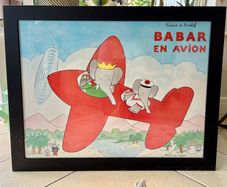 Large framed Babar print