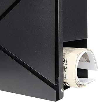 NEW SALE | Metal Wall Mounted Letterboxes with Key Lock, Large Mail Box with Newspaper Compartment, Black, 13" x 14 2/5" x 4 1/5"