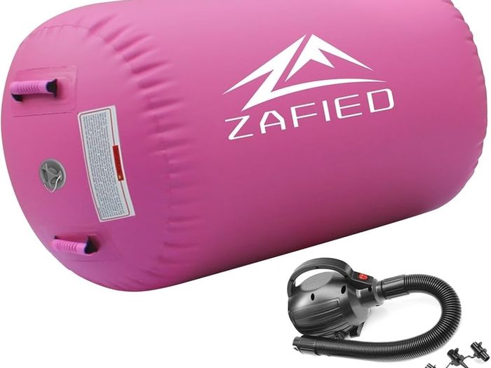 Air Roller Gymnastics Barrel Inflatable Air Roller Barrel with Pump, Tumbling Mat Gym Tumble Track Backhandspring Trainer for Exercise Training Yoga Backflip