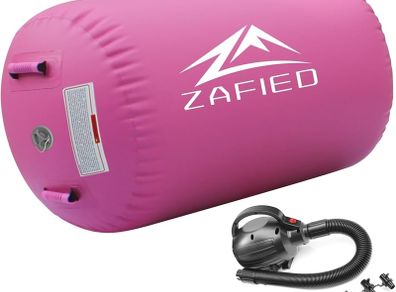 Air Roller Gymnastics Barrel Inflatable Air Roller Barrel with Pump, Tumbling Mat Gym Tumble Track Backhandspring Trainer for Exercise Training Yoga Backflip