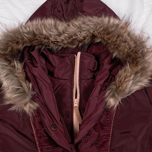 Joe Browns Burgundy Red Floral Embroidered Hooded Puffer Coat 14UK/42EU