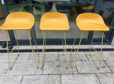 Set of 4 Yellow Bar Stools