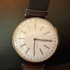Skagen Hybrid watch SKT1402 T-bar Gold case with brown leather strap smart watch