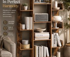 Rustic Industrial Bookcase Display Shelf 140cm