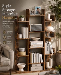 Rustic Industrial Bookcase Display Shelf 140cm