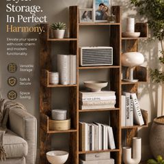 Rustic Industrial Bookcase Display Shelf 140cm