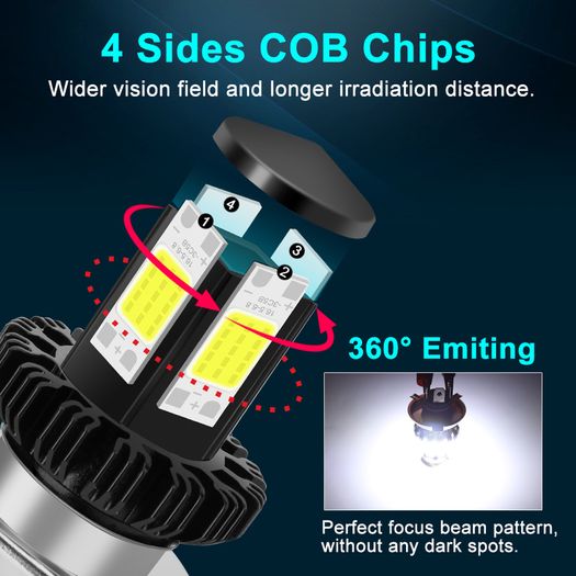 Motorcycle Headlight White Bulb H6 BA20D H4 LED Hi Lo beam Moto LED Headlight Motorbike LED Lamps Conversion Kit Bulbs 1200LM 6000K