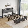 King Size Bed Frame With Storage Headboard Image 2