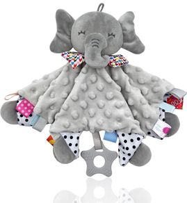 Baby Comforters Blanket Baby Comforters Newborn Soft Touch Tag Blankets Elephant Soft Comforter Baby sleeping toy with Taggies Teether soft elephant security blanket
