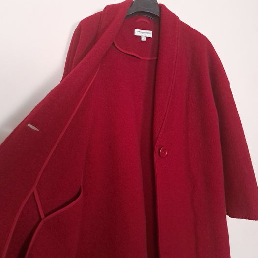 Carolyn Donnelly Cherry Red Shawl Collar 100% Wool Long Coat Overcoat 10UK/38EU