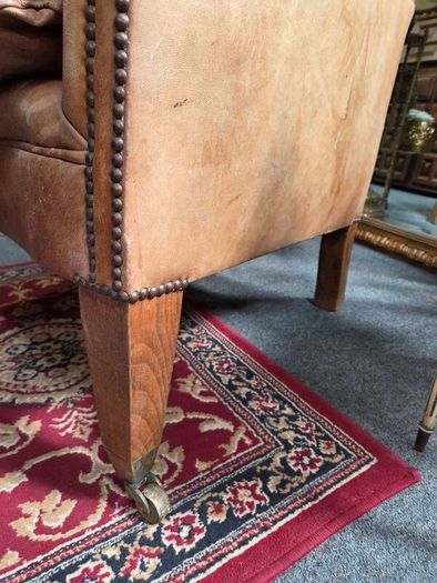 Vintage Leather Wingback Armchair Exceptional Patina & Character