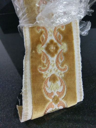 Velvet gold braid trim, new, 3.2" wide