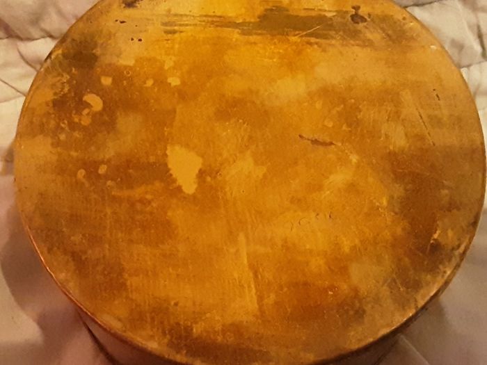 round vintage brass tobacco tin ( possibly bread )