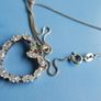 Sterling Silver 925 Pendant Necklace Open Heart with Stones 6,3g - 18" Image 5
