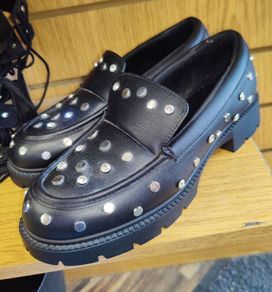 Black Studded Chunky Loafers  /School shoes