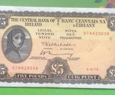 Irish Five Pound Lavery Note