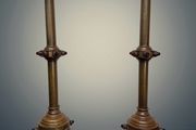 Monumental Pair of 19th Century Brass Altar Candelabras