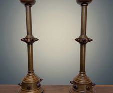 Monumental Pair of 19th Century Brass Altar Candelabras