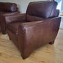 Brown leather armchairs Image 2