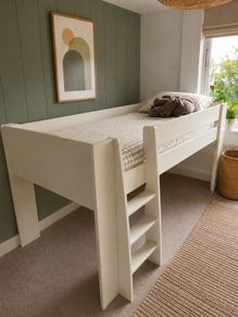 Popsicle midsleeper with curtains for playhouse