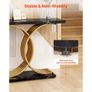 100 cm Gold Console Table, Modern Desk Behind the Couch, Wood Rectangle Entrance Desk, Narrow Long Sofa Table Accent Stand with Metal Legs Image 6