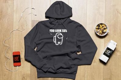 You Look Sus Hoodie, Among Us Hoodie, Gamer Hoodie, Among Us Pullover, Among Us Hooded Sweatshirt, Gift For Gamers