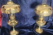 Parisian vintage oillamps . polished. 19 inches .