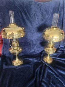 Parisian vintage oillamps . polished. 19 inches .