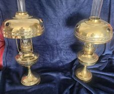 Parisian vintage oillamps . polished. 19 inches .