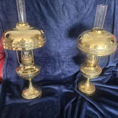 Parisian vintage oillamps . polished. 19 inches .