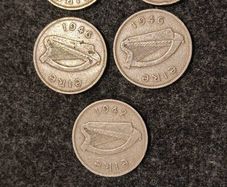 1940s Irish Sixpence SET 1942 Silver 1946 1947 1949 x2 Emergency Issue 7 Coins