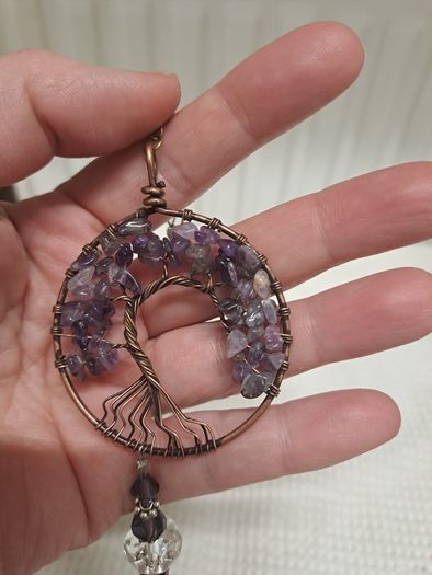 Amethyst Handmade Tree of Life Crystal Suncatcher