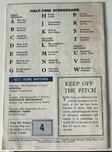 Chelsea 1970/71 Matchday Programmes