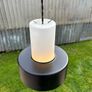 Rare vintage run of 2 Danish suspended pendant lights by Fog & Morup. Image 4