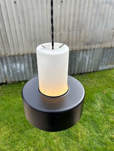 Rare vintage run of 2 Danish suspended pendant lights by Fog & Morup.