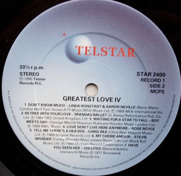 The Greatest Love IV Compilation Vinyl UK Double 1990 Elton John Chris Rea Stevie Wonders Diana Ross