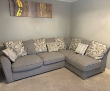 corner sofa, footstool & armchair